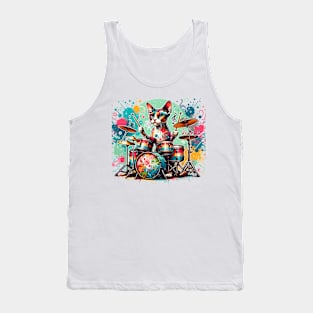 Devon Rex Cat Playing Drums Tank Top